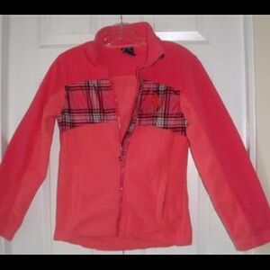 US Polo Assn Girls Pink Zip Up Fleece Top L 14/16